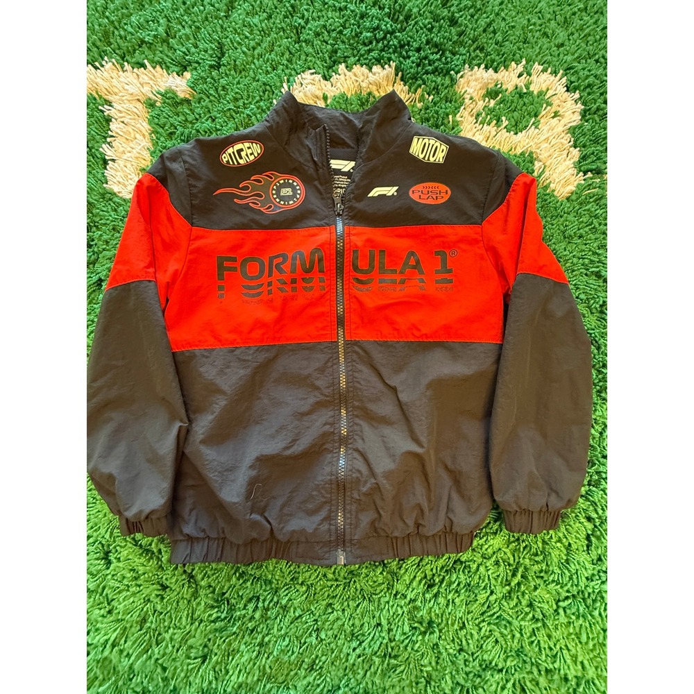Formula‎ 1 Racing Windbreaker Jacket Kids XS Black Red Good Hybrid Apparel F1